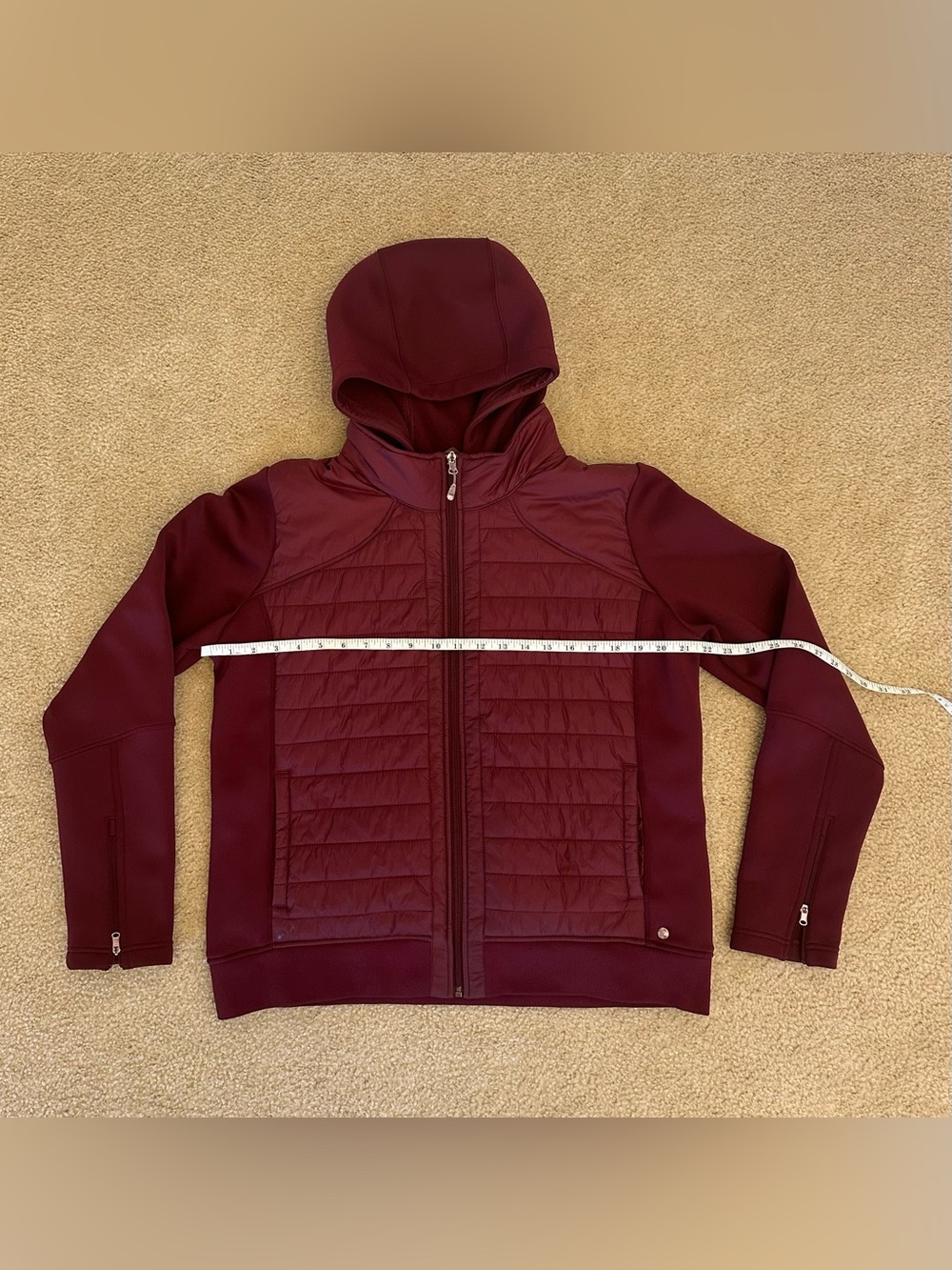 CALIA by Carrie Underwood Burgundy Quilted Hoodie Jacket